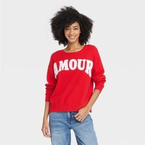 Women's Amour Graphic Sweater - Red nwt